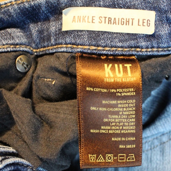 Kut from the Kloth Size 16W Ankle Straight Leg Jeans Cuffed Hem Raw Edge Women’s - Picture 6 of 9